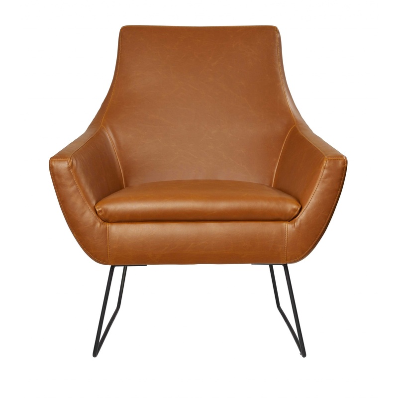 Retro Mod Distressed Camel Faux Leather Arm Chair By Homeroots