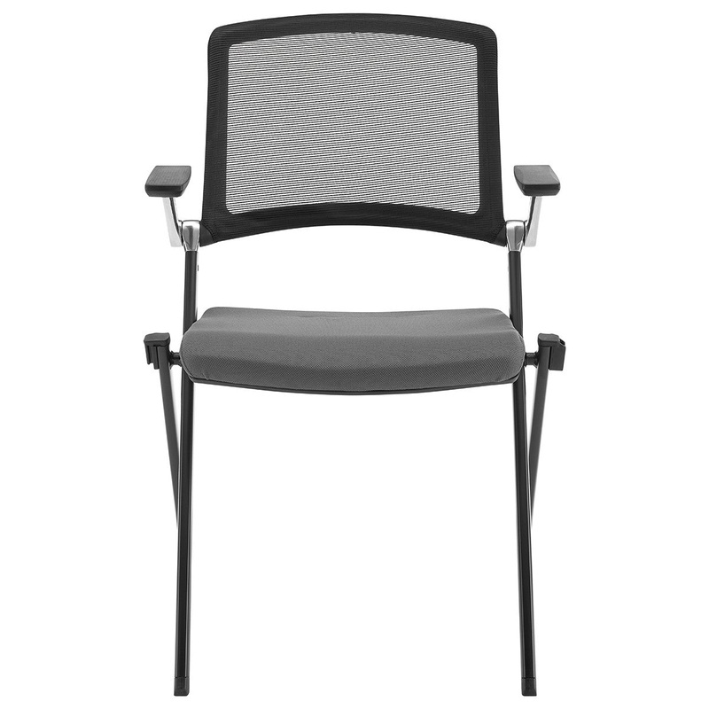 Set of Two Folding and Stacking Gray Mesh Armchairs By Homeroots