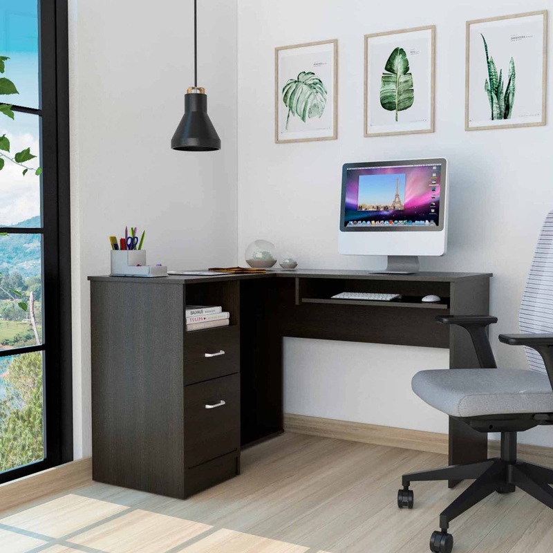 Thorpe Black L Shaped Computer Desk By Homeroots