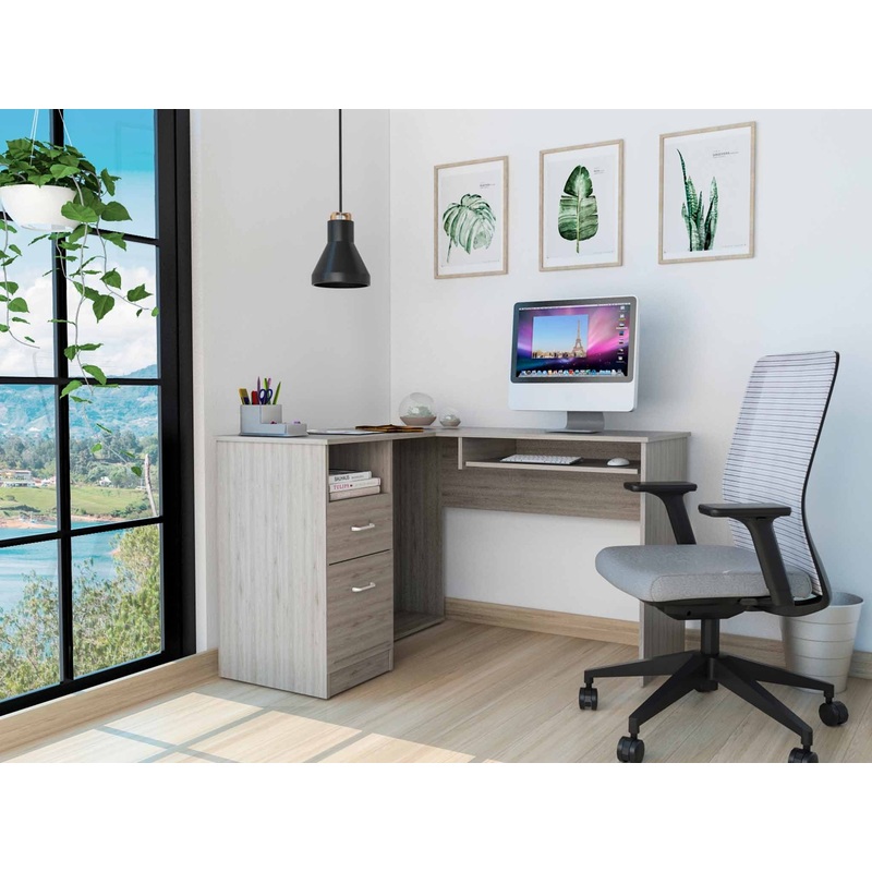 Thorpe Light Gray L Shaped Computer Desk By Homeroots