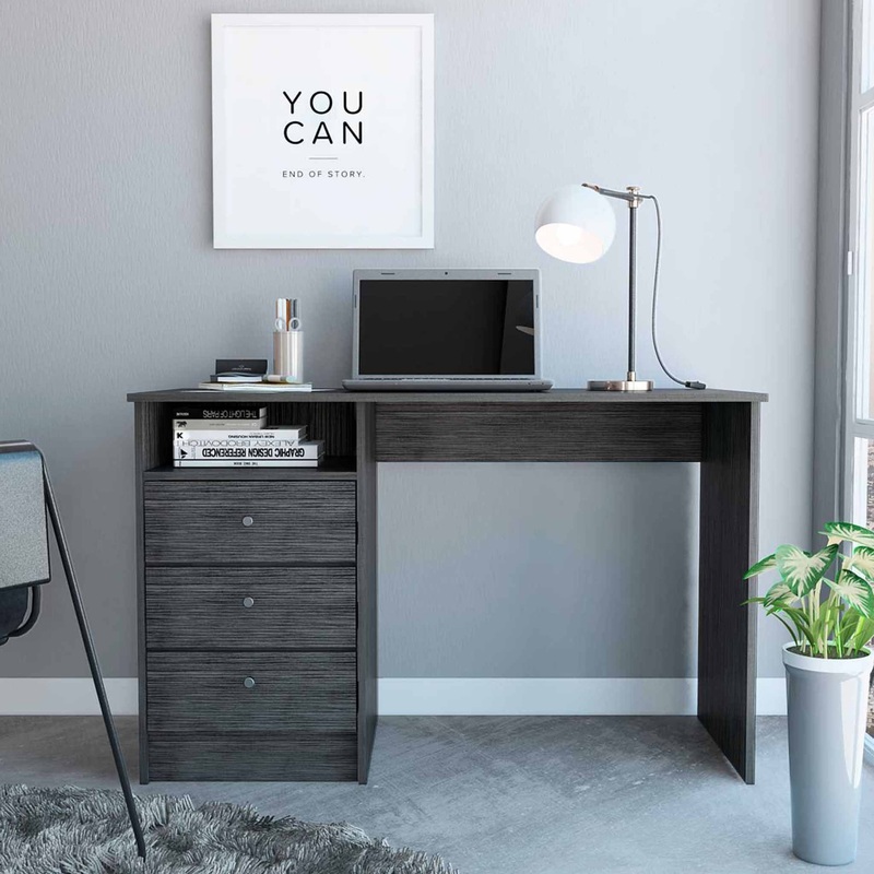 Torino Gray Oak Three Drawer Computer Desk By Homeroots