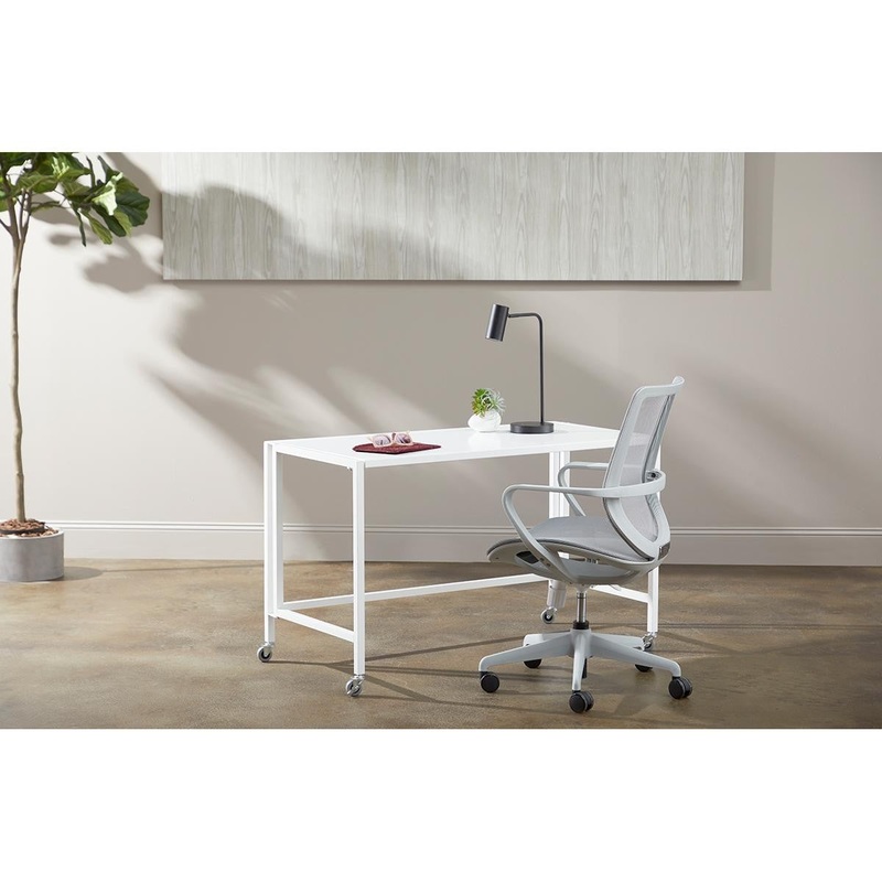 White Mesh Office Chair with Metal Frame By Homeroots