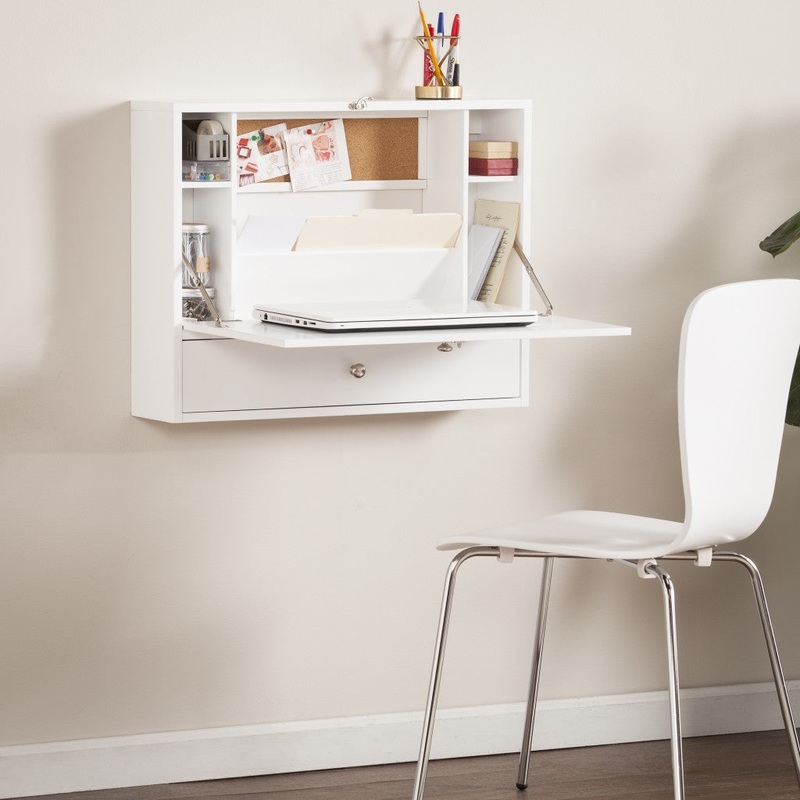 White Wall Mount Folding Desk By Homeroots