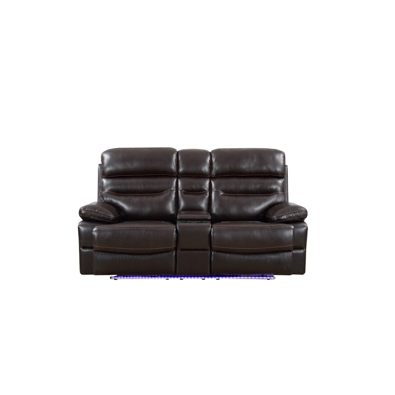 Brown Power Reclining Console Loveseat By Homeroots - 366312