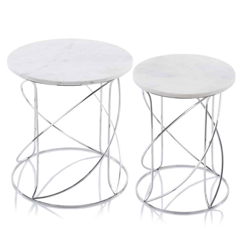 Buffed White Nested Marble Tables Set of 2 By Homeroots
