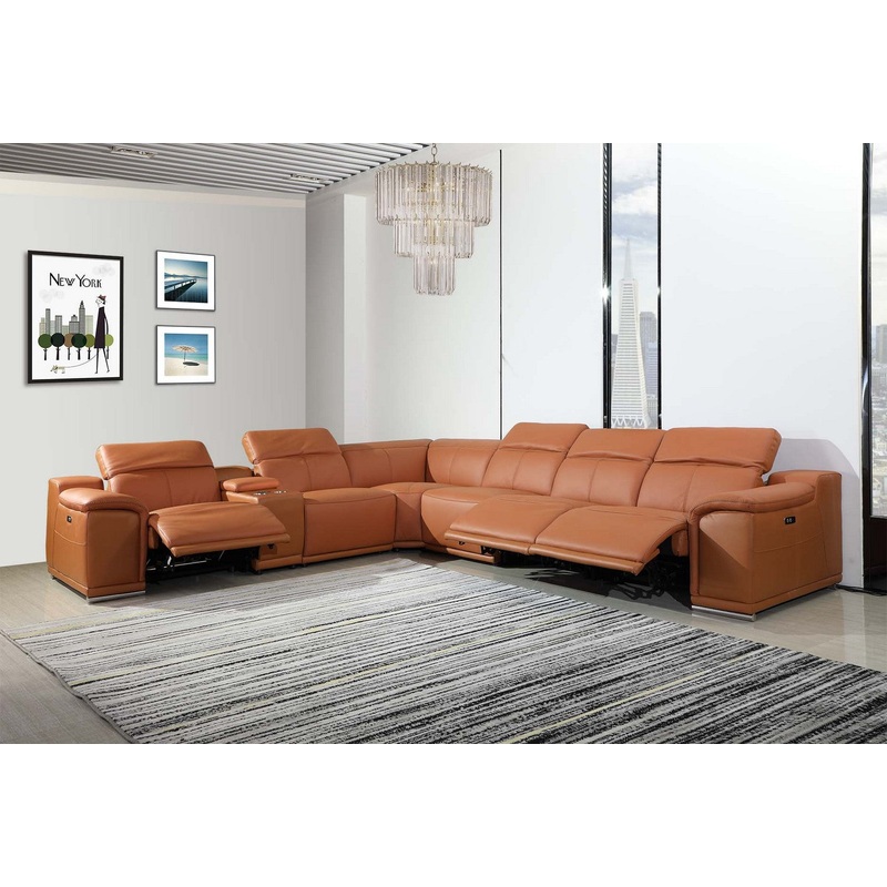 Camel Power Reclining 7PC Sectional By Homeroots - 366352
