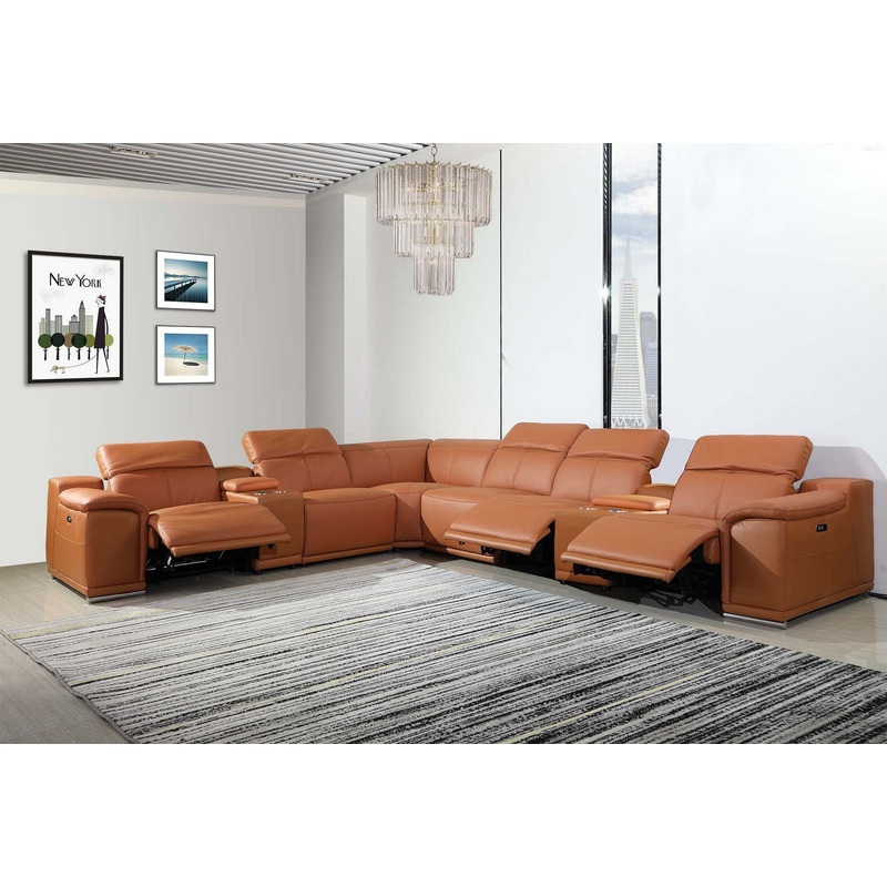 Camel Power Reclining 8PC Sectional By Homeroots - 366354