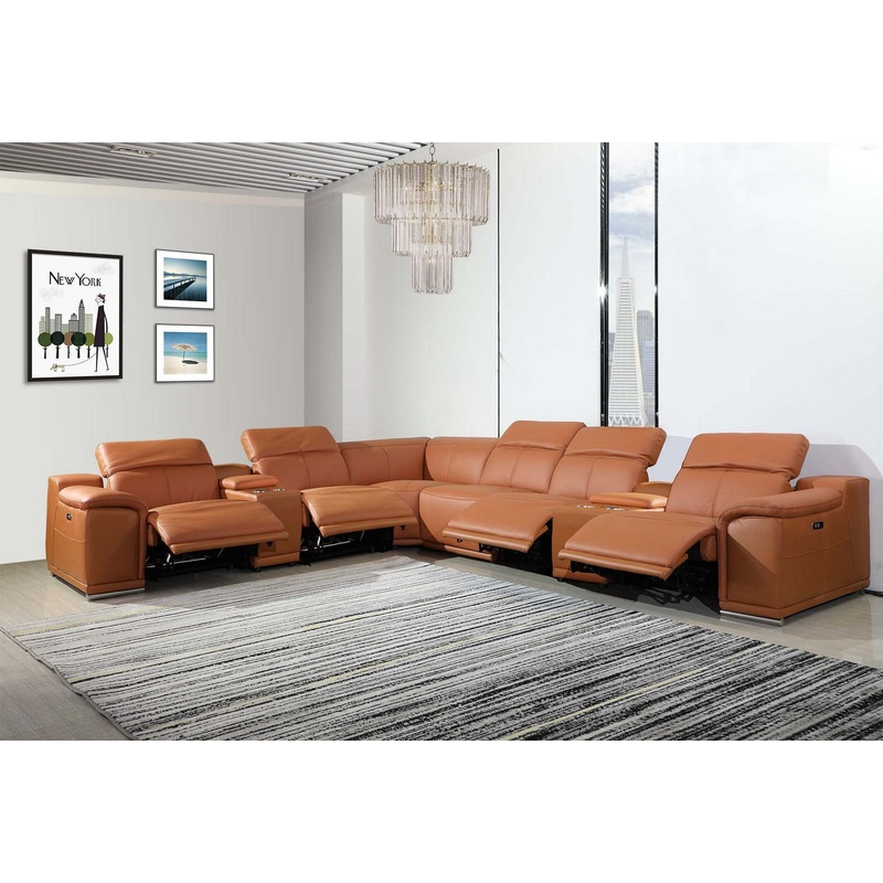 Camel Power Reclining 8PC Sectional By Homeroots - 366355