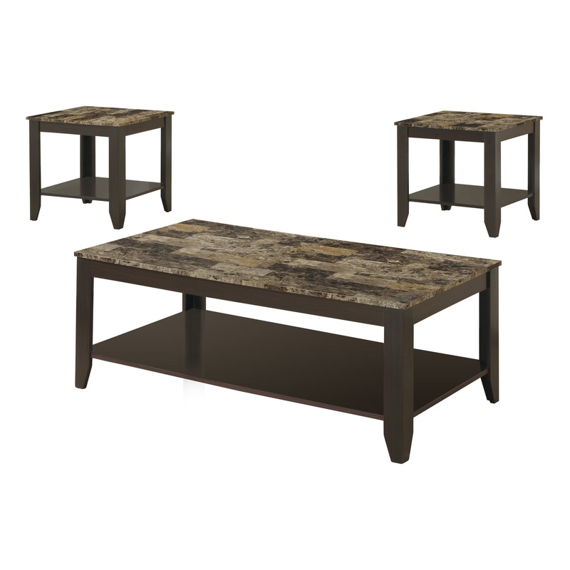 Cappuccino Marble Look Top Table Set 3Pcs Set By Homeroots
