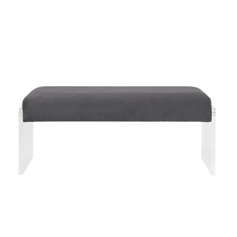 Charcoal Clear Acrylic Upholstery Bench By Homeroots