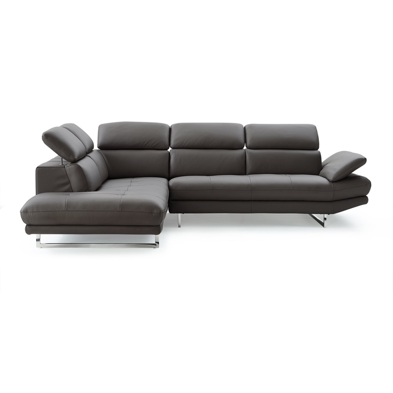 Dark Gray Leather Sectional By Homeroots