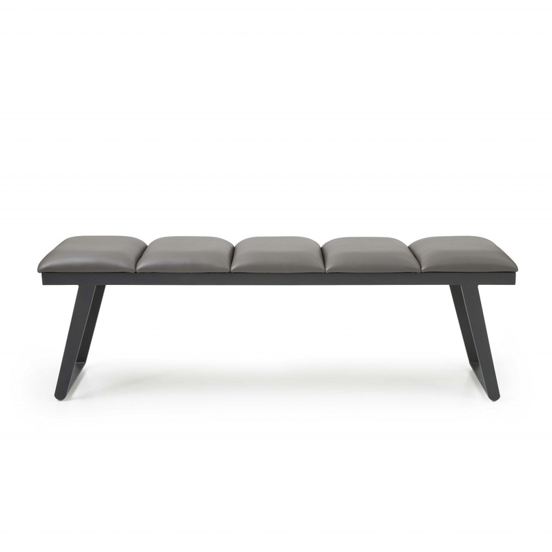 Dark Grey Faux Leather Bench By Homeroots
