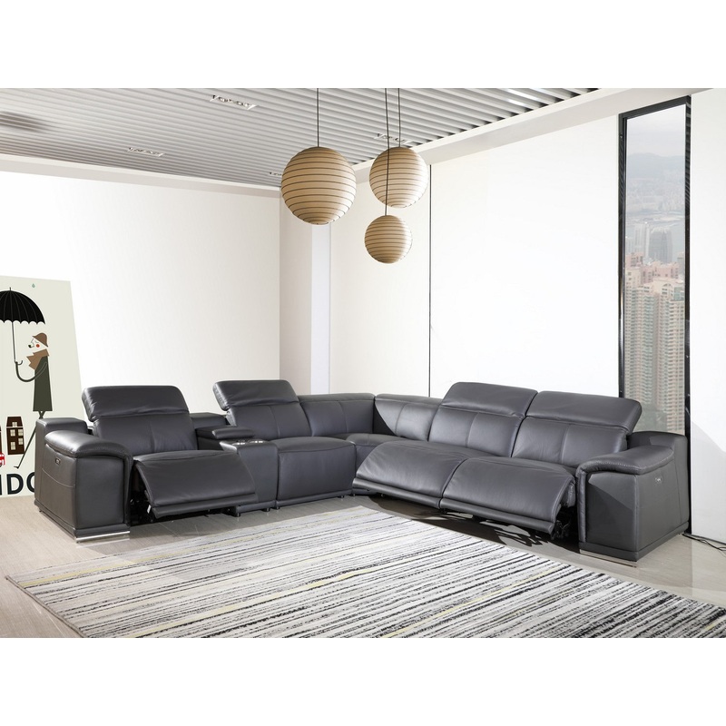 Dark Grey Power Reclining 6"PC Sectional By Homeroots