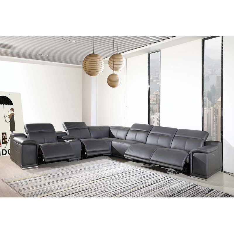 Dark Grey Power Reclining 7PC Sectional By Homeroots - 366358