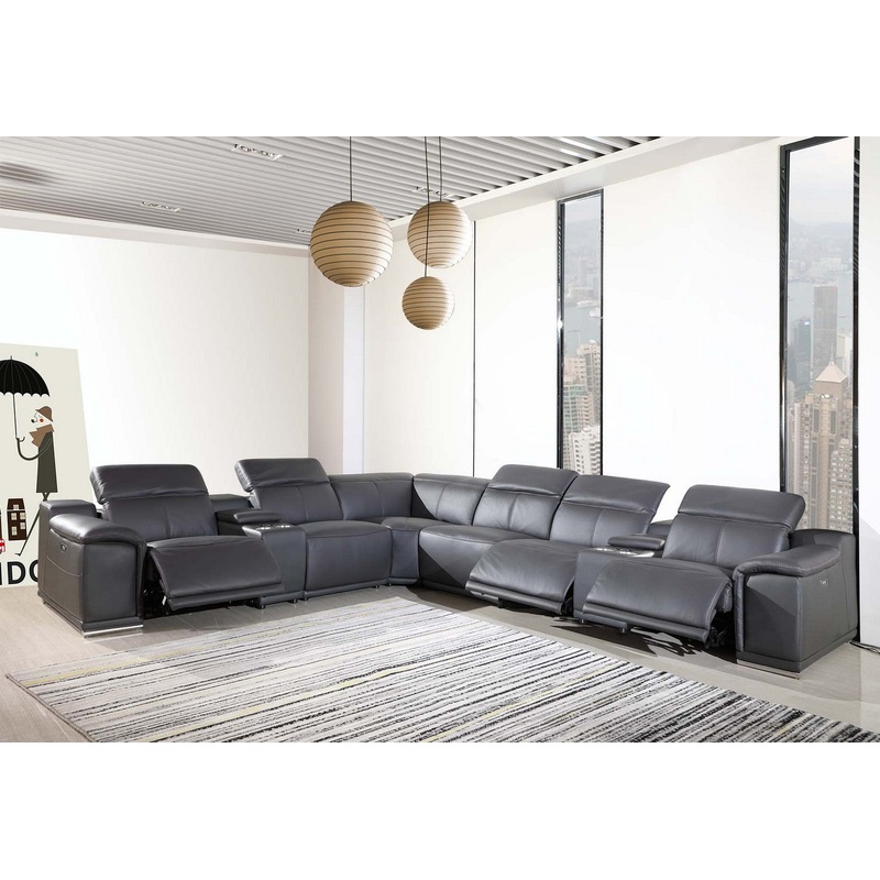 Dark Grey Power Reclining 8PC Sectional By Homeroots - 366359