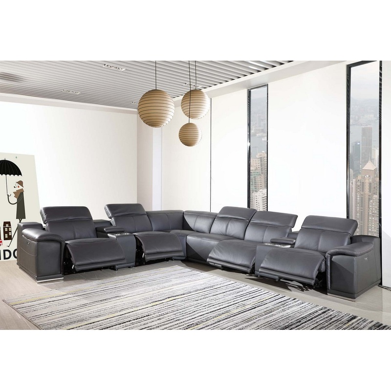 Dark Grey Power Reclining 8PC Sectional By Homeroots - 366360
