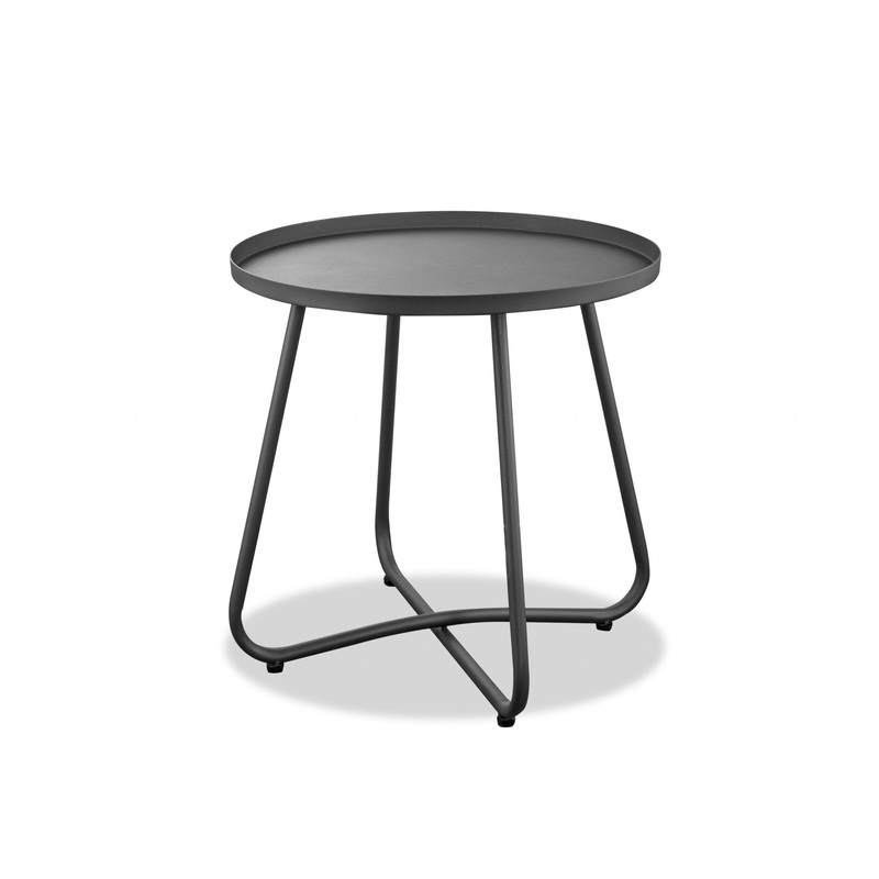 Gray Aluminum Indoor Outdoor Round End Table By Homeroots
