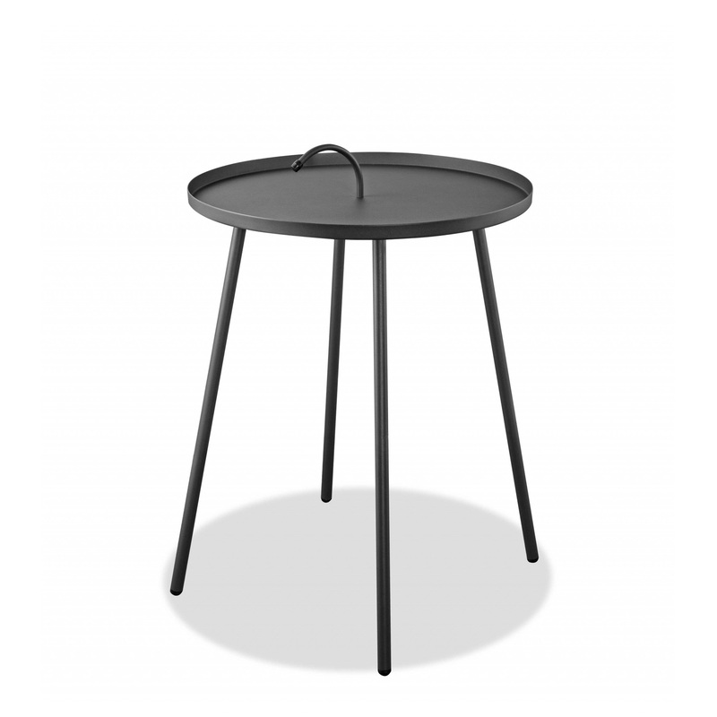 Gray Round Steel End or Side Table By Homeroots