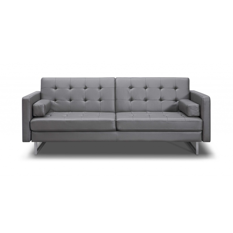 Gray Sofa Bed with Stainless Steel Legs By Homeroots