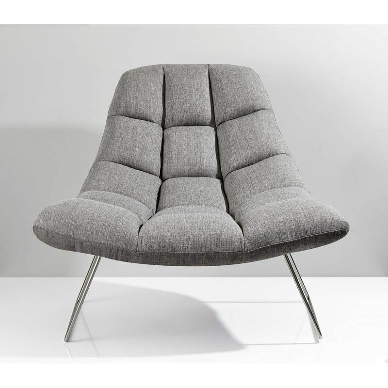 Light Grey Soft Textured Fabric and Brushed Steel Chair By Homeroots - 372931