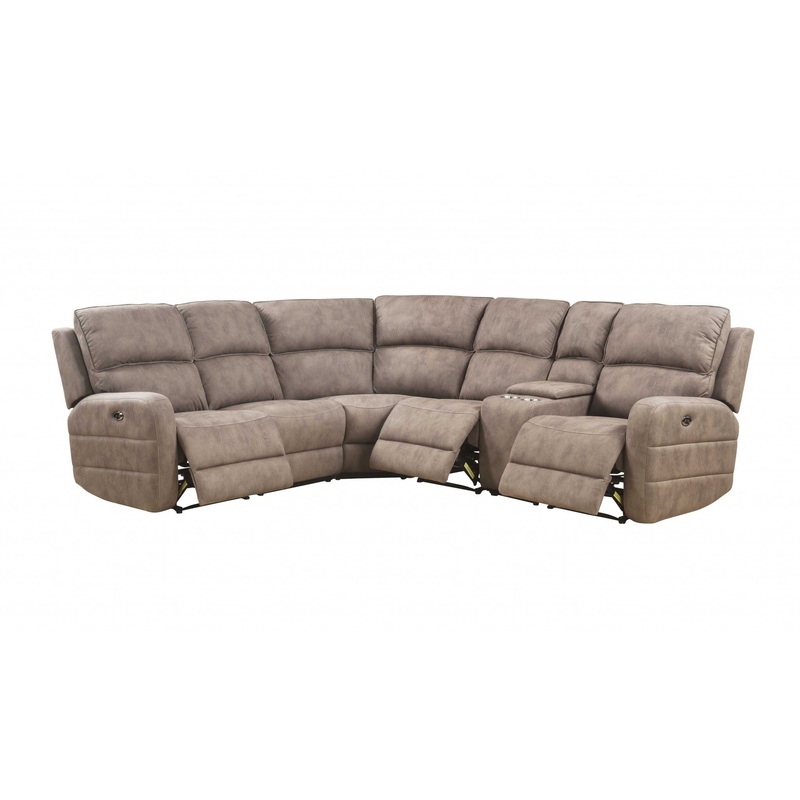 Mocha Nubuck Upholstery Metal Reclining Mechanism Sectional Sofa (Power Motion & USB) By Homeroots