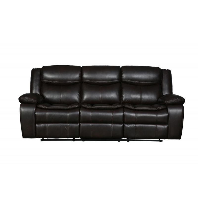 Modern Soft Brown Faux Leather Reclining Sofa By Homeroots