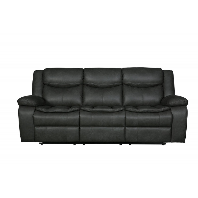 Modern Soft Gray Faux Leather Reclining Sofa By Homeroots