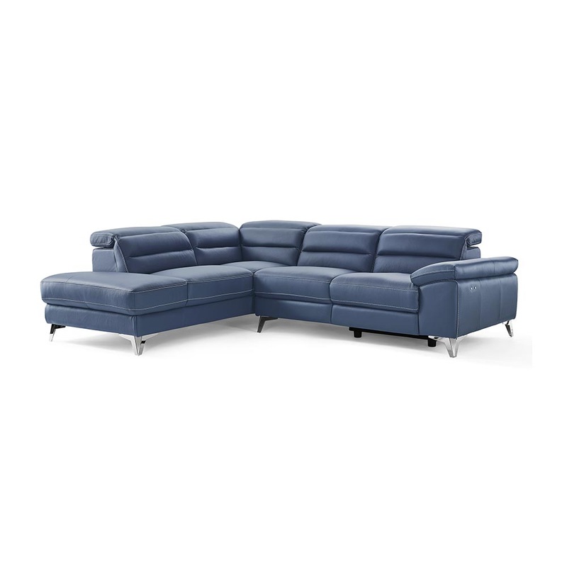 Navy Blue Leather Sectional By Homeroots