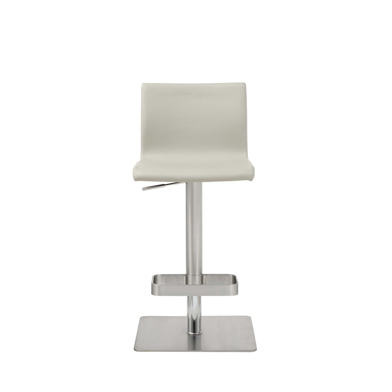 Sleek Light Gray Faux Leather Adjustable Bar Stool By Homeroots