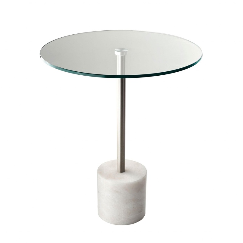 Steel White Marble and Glass End or Side Table By Homeroots