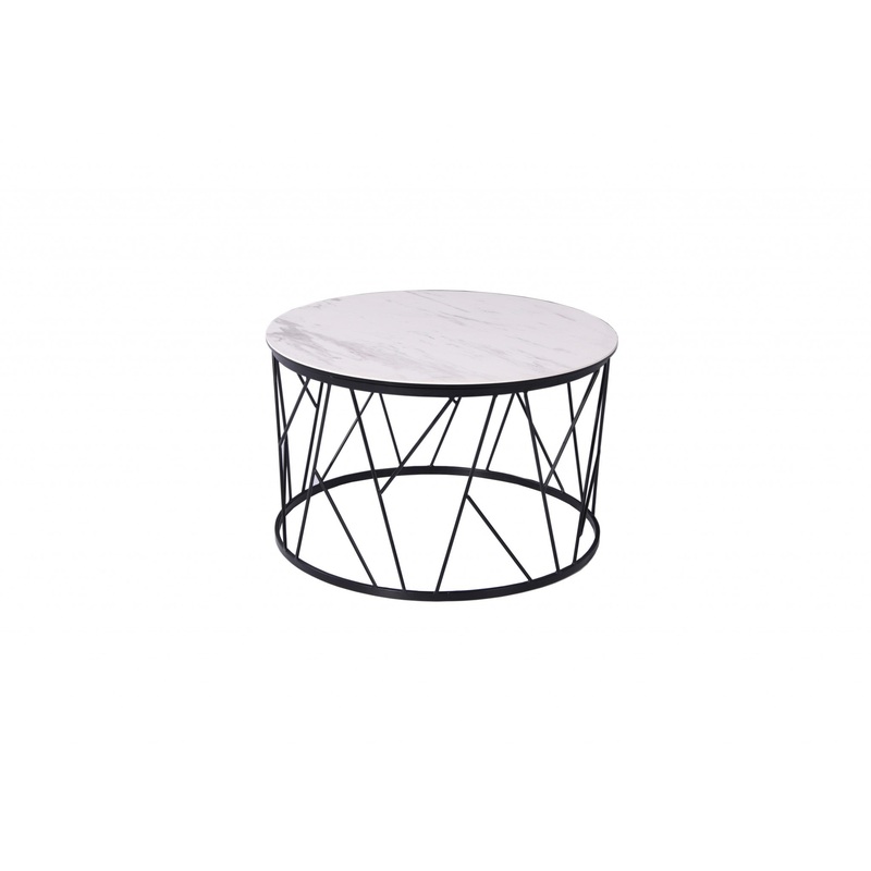 White Black Ceramic Iron Side Table By Homeroots