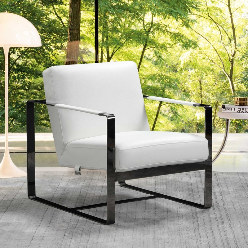 White Leather Accent Chair By Homeroots - 370417