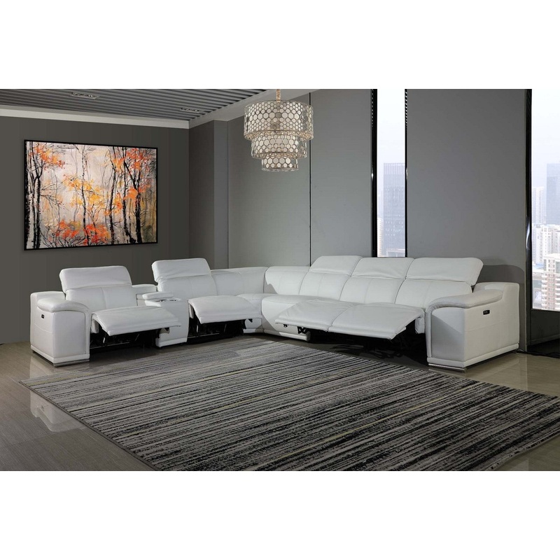 White Power Reclining 7PC Sectional By Homeroots