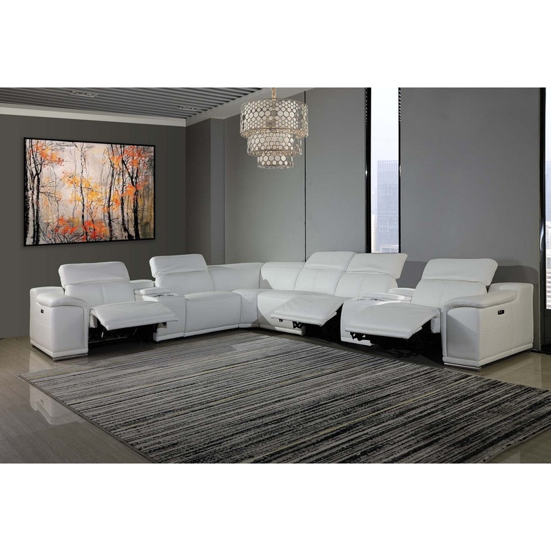White Power Reclining 8PC Sectional By Homeroots - 366364