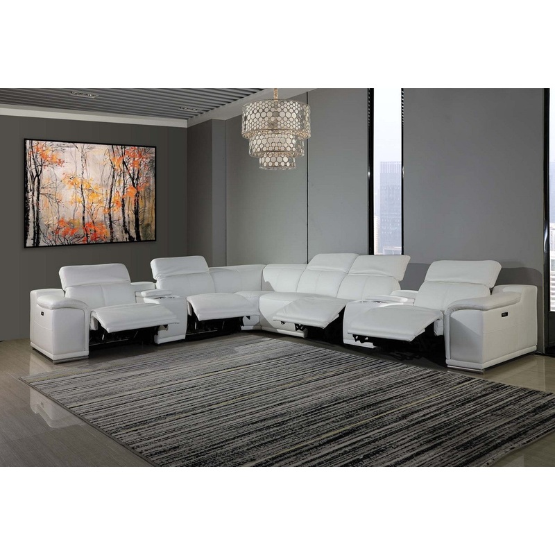 White Power Reclining 8PC Sectional By Homeroots - 366365