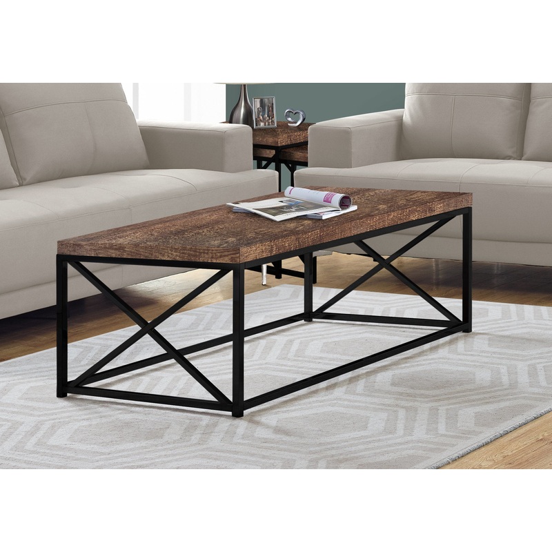17" Reclaimed Wood Particle Board and Black Metal Coffee Table By Homeroots