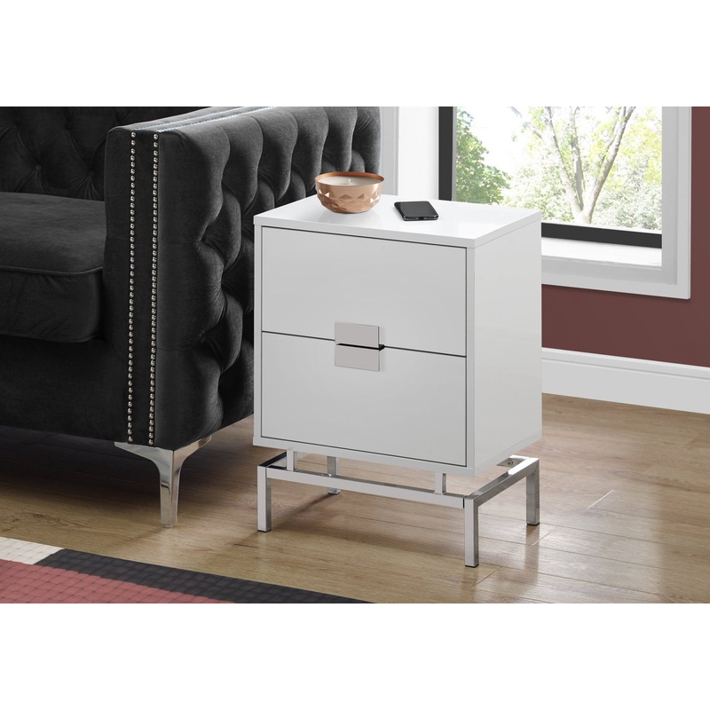 23.5" Particle Board and Chrome Metal Accent Table By Homeroots