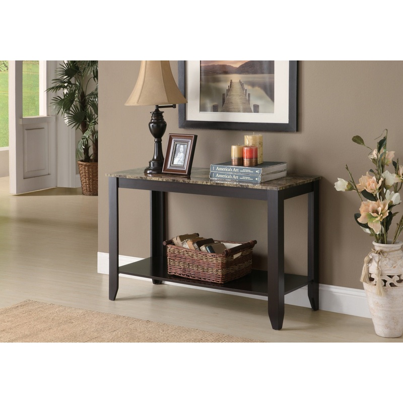 28.75" Cappuccino Particle Board Accent Table with a Marble Top By Homeroots