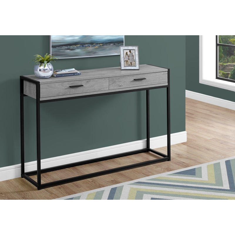 32" Grey Finish and Black Metal Accent Table By Homeroots