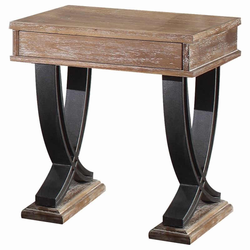Antique Oak Black Wood Metal End Table By Homeroots