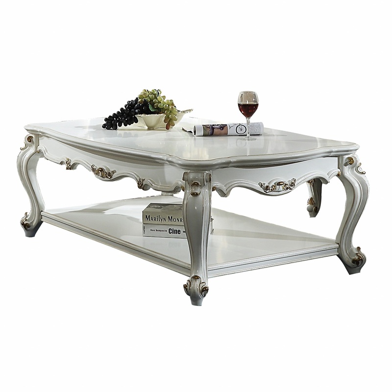 Antique Pearl Wood Poly-Resin Coffee Table By Homeroots