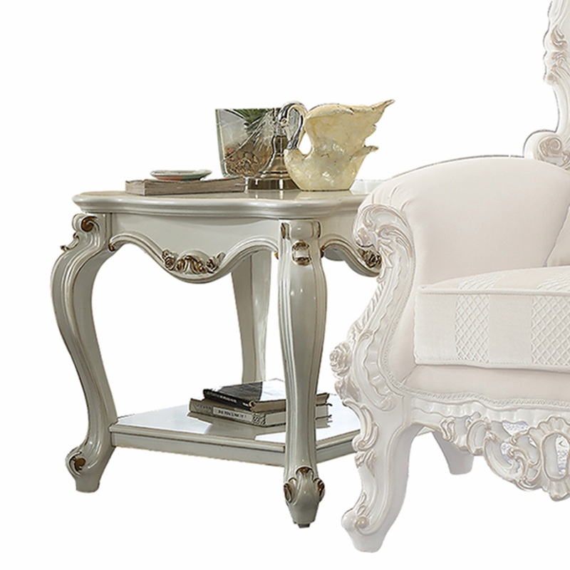 Antique Pearl Wood Poly-Resin End Table By Homeroots