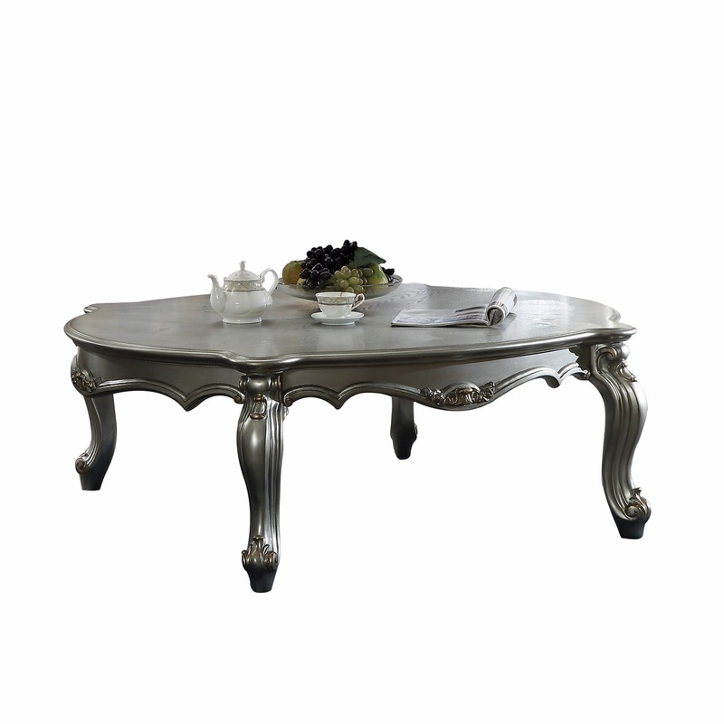 Antique Platinum Wood Poly-Resin Coffee Table By Homeroots