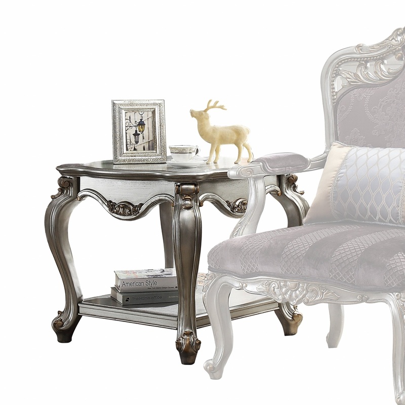 Antique Platinum Wood Poly-Resin End Table By Homeroots