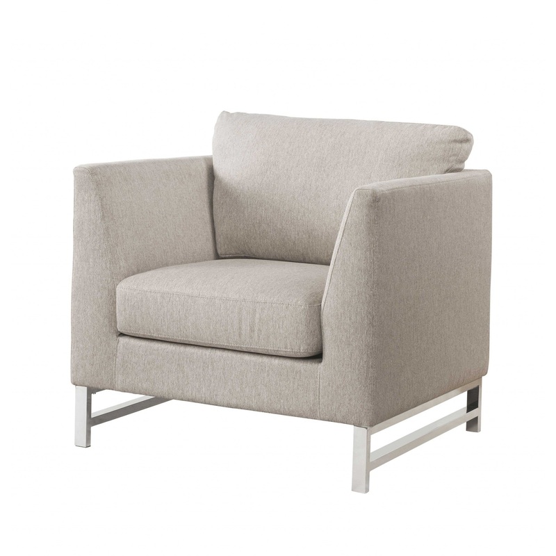Beige Linen Upholstery Metal Leg Chair By Homeroots