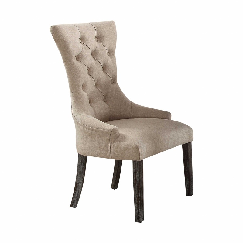 Beige Linen Weathered Espresso Wood Upholstery Arm Chair (Set-) By Homeroots