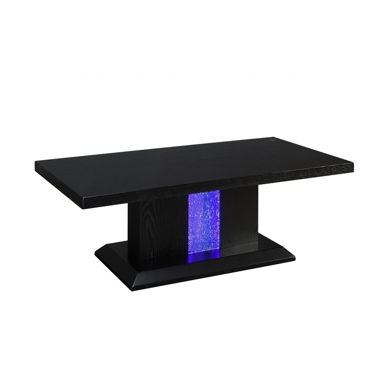 Black LED Wood Glass Coffee Table By Homeroots