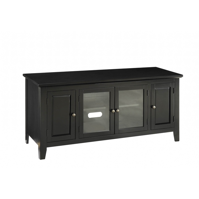 Black Wood Glass TV Stand for Flat Screen TVs up to ' By Homeroots