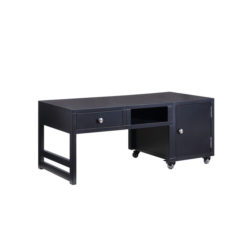 Black Wood Veneer Coffee Table (Convertible) By Homeroots