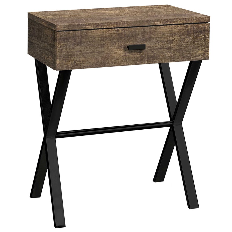 Brown Finish and Black Metal Accent Table By Homeroots